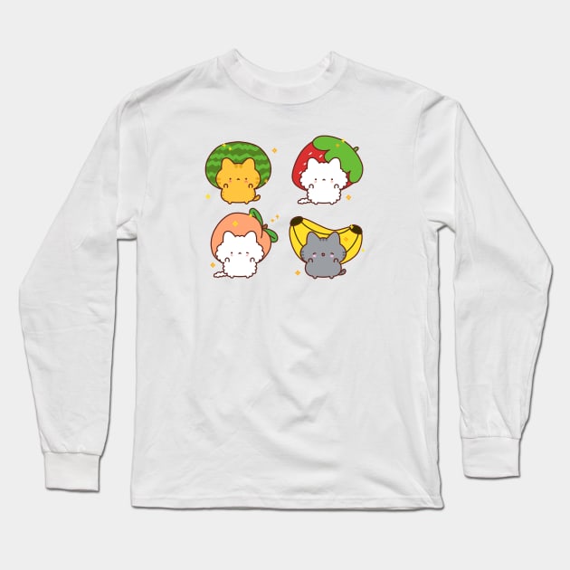 Cats And Fruit Hats Long Sleeve T-Shirt by GeraldineDraws